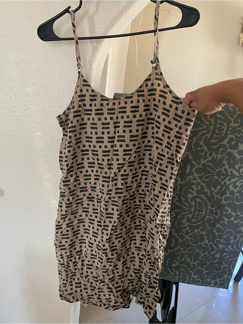 UpWest Beige Mini Dress with Black Geometric Print